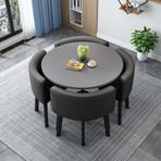 Ahşap Yemek Masası Seti 4 Sandalyeli Modern Tasarım Oturma Odası için Yuvarlak/Kare Mutfak Masa Takımı Resepsiyon Masası ve Sandalye Combo Küçük Boy 80 cm Küçük Alanlar için İdeal