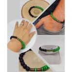 Ahşap Yeşil Renkli & Oniks Taşı 8mm Unisex Tasarım Bileklik Hawaii Model (11121)