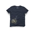 Ahtapot Tasarım Tişört – Deniz Temalı Unisex %100 Pamuk Gece Mavi Regular Bisiklet Yaka T-shirt, Gece Mavisi, 2XL