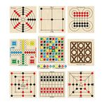 Ahtek Ahşap Oyun Seti 9 Lu, Atla Topla+Kızma Birader+Dama+3 Taş+9 Taş+12 Taş+Bihar+Surakarta+Tic-Tac-Toe