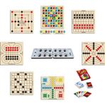Ahtek Ahşap Oyun Seti 9lu Bihar+ Surakarta+mangala+9 Taş+dama + Atla Topla + Kızma Birader + Reversi + Uno