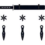 Ahtek Ahşap Samuray Oyuncak Seti 3 Lü, Katana Kılıcı + 3 Ad. Ninja Yıldızı Kohga + 3 Ad. Fırlatma Bıçağı Kunai Siyah