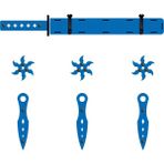 Ahtek Ahşap Samuray Seti 3 Lü, Katana Kılıcı + 3 Ad. Ninja Yıldızı Kohga + 3 Ad. Fırlatma Bıçağı Kunai Mavi oyuncak