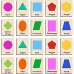 Ahtek Ahşap Yapboz Zeka Kartları Eşleştirme Oyunu Hafıza Kartı Puzzle (geometrik Şekiller)