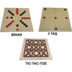 Ahtek Eğitici Ahşap Tic-Tac-Toe 3 Taş ve Bihar Akıl Zeka ve Strateji Oyunu