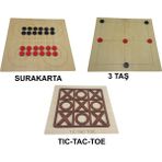 Ahtek Eğitici Ahşap Tıc-Tac-Toe 3 Taş ve Surakarta Akıl Zeka ve Strateji Oyunu