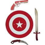 Ahtek Kaptan Türkiye 4 Lü Set, Ahşap Kalkan, Kılıç, Karambit, Tabanca