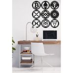 Ahwall 9'lu Kripto Para Seti Dekoratif Ahşap Tablo