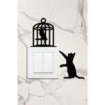 Ahwall Ahşap Priz Çerçevesi Kuş Kafesi & Kedi Temalı