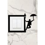 Ahwall Ahşap Priz Çerçevesi Şemsiyeli Adam Temalı AW80024