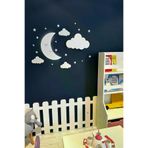 AHWALL AHWAY001 Arkası Ledli Ay, Bulut Temalı Bebek Odası Duvar Dekoru Gece Lambası