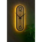 AHWALL AHWSAAU126 Aura12/6 Simetrik Led Işıklı Modern Ahşap Dekoratif Duvar Saati Gece Lambası Pilli