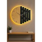 Ahwall Aura12/6 Asimetrik Led Işıklı Modern Ahşap Dekoratif Duvar Saati Gece Lambası Pilli