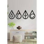 AHWALL AW00087 4 Element Ateş Hava Su Toprak Figürlü Dekoratif Ahşap Tablo