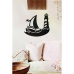 AHWALL AW00365 Gemi Ve Deniz Feneri Temalı Dekoratif Ahşap Tablo