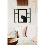 AHWALL AW00369 Penceredeki Kedi Temalı Dekoratif Ahşap Tablo