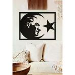 AHWALL AW00449 Atatürk Ve Ay Yıldız Temalı Dekoratif Ahşap Tablo