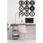 AHWALL AW0SET04 9'lu Kripto Para Seti Dekoratif Ahşap Tablo (Btc, Eth, Usdt, Xrp, Bnb, Ada, Hot, Ftm, Chz)