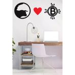AHWALL AW0SET06 Boğa & Bitcoin Temalı 3 Parça Dekoratif Ahşap Tablo Seti