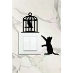 AHWALL AW80201 Ahşap Priz Çerçevesi Kuş Kafesi & Kedi Temalı