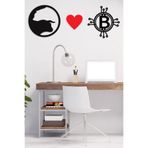 Ahwall Boğa & Bitcoin Temalı 3 Parça Dekoratif Ahşap Tablo Seti