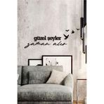 Ahwall Güzel Şeyler Zaman Alır Yazılı Dekoratif Ahşap Tablo, 80 x 28