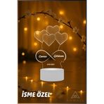 Ahwall İsme Özel Kalpler Ve Sonsuzluk 3D Dekoratif Led Lamba