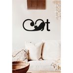 Ahwall Kedi Temalı Dekoratif Ahşap Tablo, 45 x 20