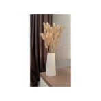 Ahza Collection Beyaz Beton Malzemeden Bohem Tarz Büyük Boy Çizgili Vazo 20 cm Modern Tasarım