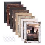 Aibala 4x6 Resim Çerçeveleri 8'li Set, Rustik Resim Çerçeveleri Çok Ahşap Renkli, Ekran Fotoğrafları 4x6 inç, Duvara Asmak ve Masa Üstü Ekranı için Dikey ve Yatay Formatlar, Rustik Ev ve Ofis Dekoru için Mükemmel