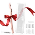 AIBRIT PRO Kadınlar için Yüz Tıraşları, Kadınlar için Dokulu Dermaplane Jilet Metal Kavrama ile Yüz, Yüz için Dermaplaning Aracı, Profesyonel Kaş Jilet, Resuable Tıraş Makinesi (12 Dolum Bıçağı)