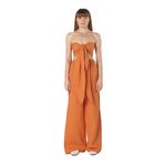 AICHA%100 Pamuk Önden Bağlamalı Büstiyer ve Yırtmaçlı Pantolon TAKIM (Standart, Turuncu, XS/S)