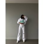 Aida Fashion Diz Yırtık Kot Pantolon - --Beyaz - 42