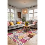 AIDA HOME Korn Patchwork Yıkanabilir Kaymaz Pamuk Taban Kadife Salon, Mutfak Halısı, Yolluk, Kilim