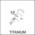 Aida Jewelss Yüksek Kalite G23 Titanium Hızma Titanyum / Kristal 2.5mm x 6mm x 0.8mm Hızma Piercing - 2,5 x 6 mm