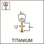 Aida Jewelss Yüksek Kalite G23 Titanyum Pırlanta Modeli Dudak Kıkırdak Helix Tragus Titanium Piercing - 6 mm - Altın