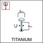 Aida Jewelss Yüksek Kalite G23 Titanyum Pırlanta Modeli Dudak Kıkırdak Helix Tragus Titanium Piercing - 6 mm - Gümüş