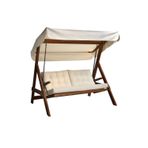 Aida Swings Paris 2000 3 Kişilik Ahşap Bahçe Salıncağı, Balkon ve Teras Salıncağı, Şık Tasarım Dış Mekan Salıncak/Krem