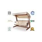 Aida Swings Sia 2400 Iroko Üç Kişilik Krem Ahşap Bahçe Salıncağı