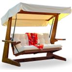Aida Swings VİVA 2200 Bahçe Salıncağı 3 Kişilik – Balkon Teras Salıncağı, Geniş Oturumlu Dış Mekan Salıncağı/Krem