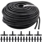 Aienxn 100FT 1/4 "boş dağıtım boru damla sulama hortumu, bahçe sulama tüp hattı ile 20 adet damla sulama dikenli konektörler bahçe sulama sistemi Q-064