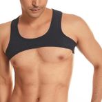 AIEOE B02 Şeffaf Dantel Siyah Erkek Tank Top T-shirt