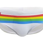 AIEOE Erkek mayo, slip, dar, kısa yüzme pantolonu, seksi, renkli, çıkarılabilir pedli, çizgili mayo, yaz, plaj, havuz - M L XL XXL, A07., L