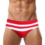 AIEOE Erkek Seksi Hızlı Kuru Yüzme Külotları Düşük Bel Yüzme Şortları Mayolar Kurulu Kısa Sörf Külot Yumuşak Streç Mayolar Bikini İpli, beyaz + kırmızı, M