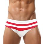 AIEOE Erkek Seksi Hızlı Kuru Yüzme Külotları Düşük Bel Yüzme Şortları Mayolar Kurulu Kısa Sörf Külot Yumuşak Streç Mayolar Bikini İpli, Kırmızı+beyaz1, S