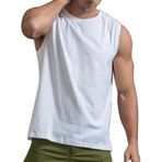 AIEOE Erkek Tank Top Pamuk Kolsuz Tişört Bol Kas Tişörtü Gym Fitness Spor Üst Giyim Yaz Nefes Alabilir Erkek Üst Giyim Hafif İnce Tek Renk EU XS-XXL (Asie S-3XL), Beyaz, XL
