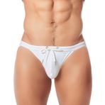AIEOE Erkek yüzme külotu, yüksek bacak kesimi ve büzme ipli, seksi mayo, düşük bel bikini, Beyaz, L