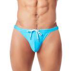 AIEOE Erkek yüzme külotu, yüksek bacak kesimi ve büzme ipli, seksi mayo, düşük bel bikini, Mavi, M