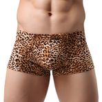 AIEOE Sarı Retro Leopar Desenli İç Çamaşırı Erkek Şort Boxer