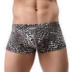 AIEOE Sarı Siyah Retro Leopar Desenli Mektup İç Çamaşırı Erkek Şort Boxer